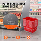 Cestino per la Spesa in Plastica Rossa con Supporto, Set da 12