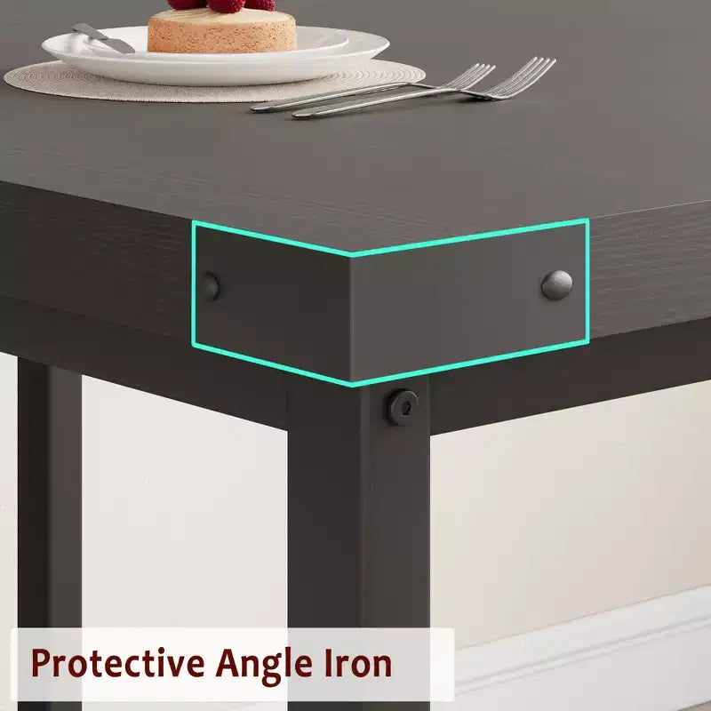 Set tavolo da pranzo allungabile grigio/nero con 2 panche, 4–6 posti