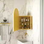 Mobiletto angolare per medicinali nero/oro, specchio ad arco, montaggio a parete, singolo
