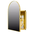 Mobiletto angolare per medicinali nero/oro, specchio ad arco, montaggio a parete, singolo