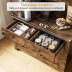 Dispensa da cucina alta 160 cm con supporto per microonde – Nero / Bianco / Grigio / Stile retrò, stile rustico, 4 ante e 2 cassetti