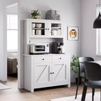 Dispensa da cucina alta 160 cm con supporto per microonde – Nero / Bianco / Grigio / Stile retrò, stile rustico, 4 ante e 2 cassetti