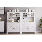 Dispensa da cucina alta 160 cm con supporto per microonde – Nero / Bianco / Grigio / Stile retrò, stile rustico, 4 ante e 2 cassetti