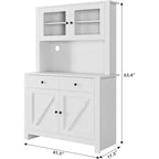 Dispensa da cucina alta 160 cm con supporto per microonde – Nero / Bianco / Grigio / Stile retrò, stile rustico, 4 ante e 2 cassetti