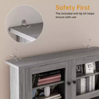 Dispensa da cucina alta 160 cm con supporto per microonde – Nero / Bianco / Grigio / Stile retrò, stile rustico, 4 ante e 2 cassetti