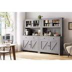 Dispensa da cucina alta 160 cm con supporto per microonde – Nero / Bianco / Grigio / Stile retrò, stile rustico, 4 ante e 2 cassetti