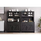 Dispensa da cucina alta 160 cm con supporto per microonde – Nero / Bianco / Grigio / Stile retrò, stile rustico, 4 ante e 2 cassetti