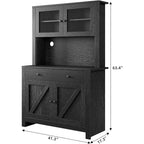 Dispensa da cucina alta 160 cm con supporto per microonde – Nero / Bianco / Grigio / Stile retrò, stile rustico, 4 ante e 2 cassetti