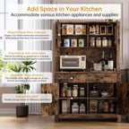Dispensa da cucina alta 160 cm con supporto per microonde – Nero / Bianco / Grigio / Stile retrò, stile rustico, 4 ante e 2 cassetti