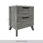 Comodino moderno a 2 cassetti grigio scuro/grigio chiaro