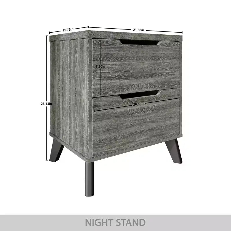 Comodino moderno a 2 cassetti grigio scuro/grigio chiaro