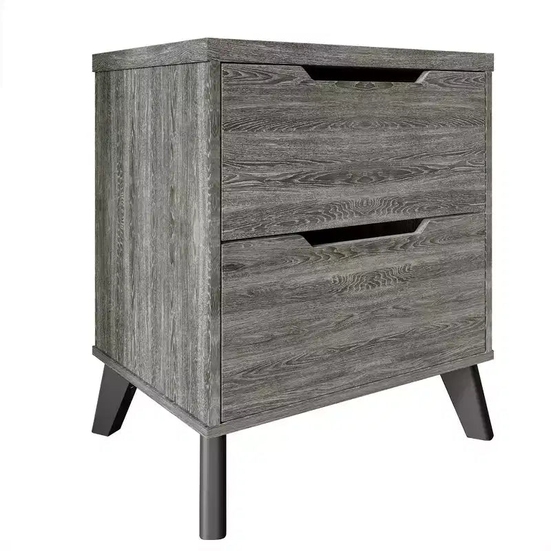 Comodino moderno a 2 cassetti grigio scuro/grigio chiaro