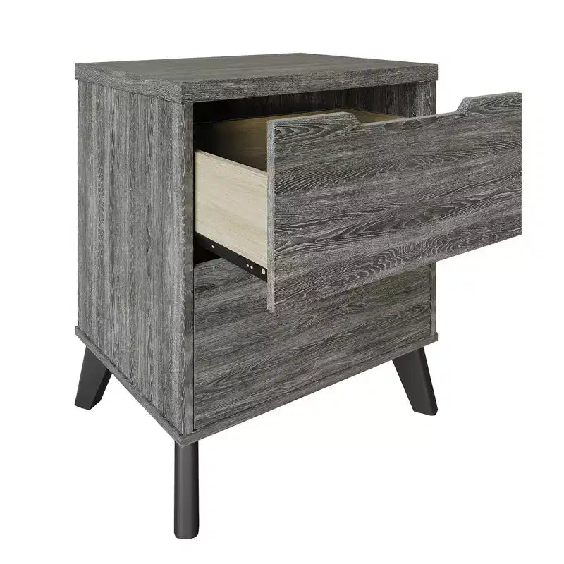 Comodino moderno a 2 cassetti grigio scuro/grigio chiaro