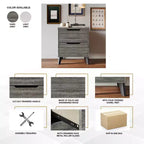 Comodino moderno a 2 cassetti grigio scuro/grigio chiaro