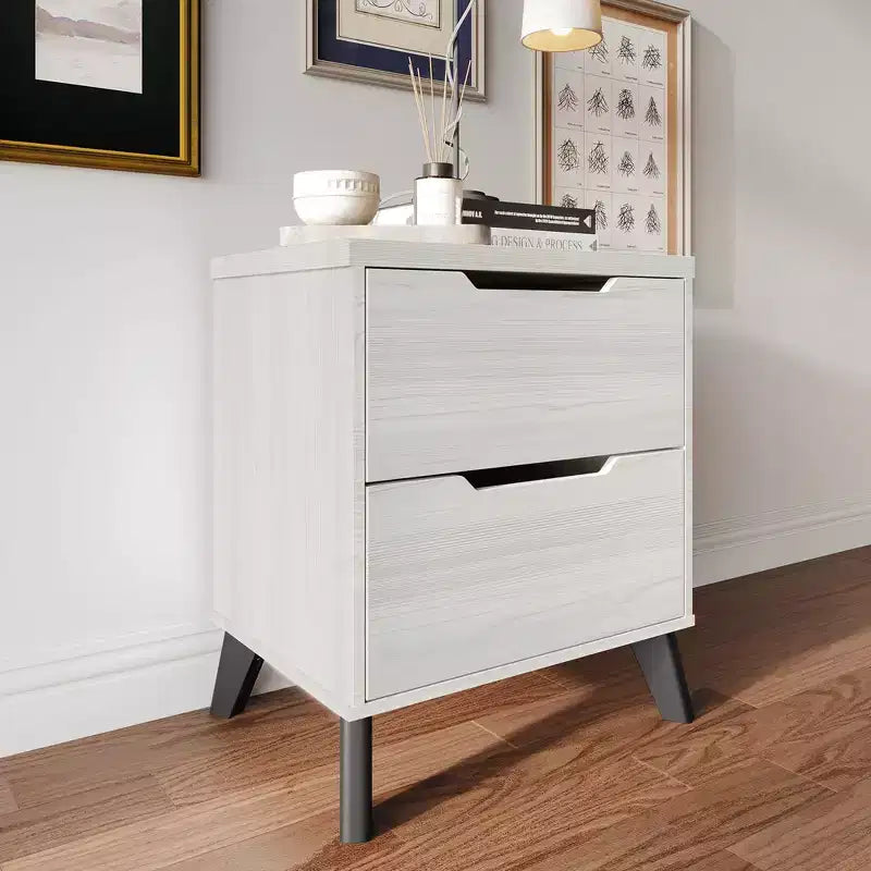 Comodino moderno a 2 cassetti grigio scuro/grigio chiaro