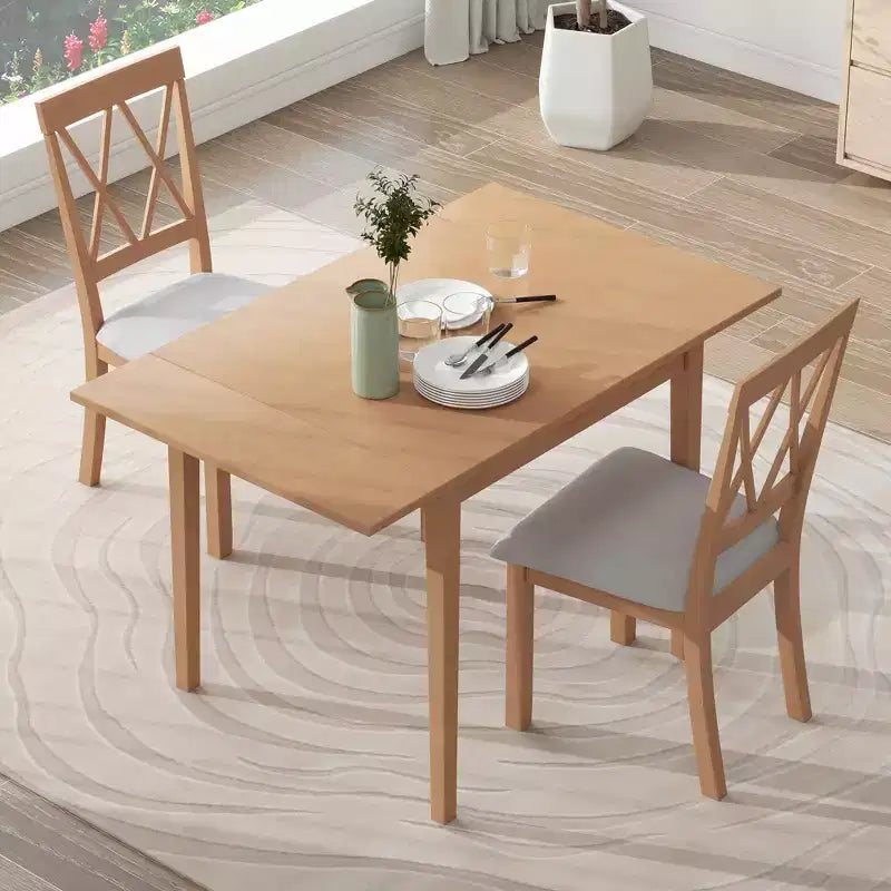 Set da pranzo con tavolo a ribalta nei colori Marrone/Espresso/Naturale e sedie imbottite, posti 2-4 (3 pezzi)