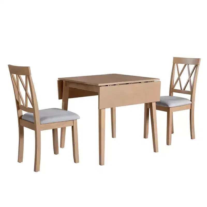 Set da pranzo con tavolo a ribalta nei colori Marrone/Espresso/Naturale e sedie imbottite, posti 2-4 (3 pezzi)