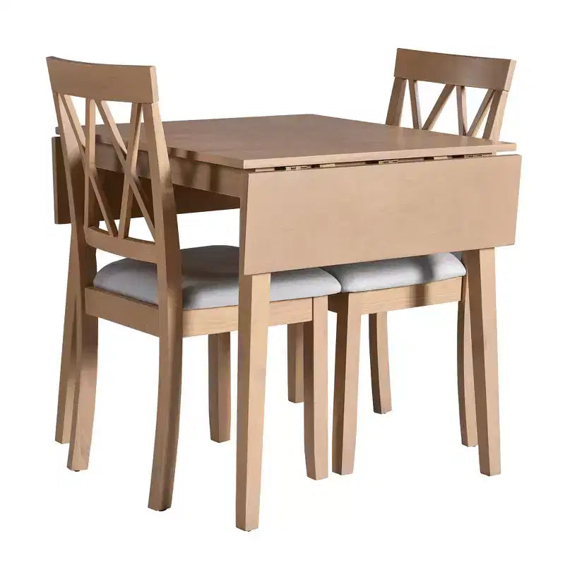 Set da pranzo con tavolo a ribalta nei colori Marrone/Espresso/Naturale e sedie imbottite, posti 2-4 (3 pezzi)
