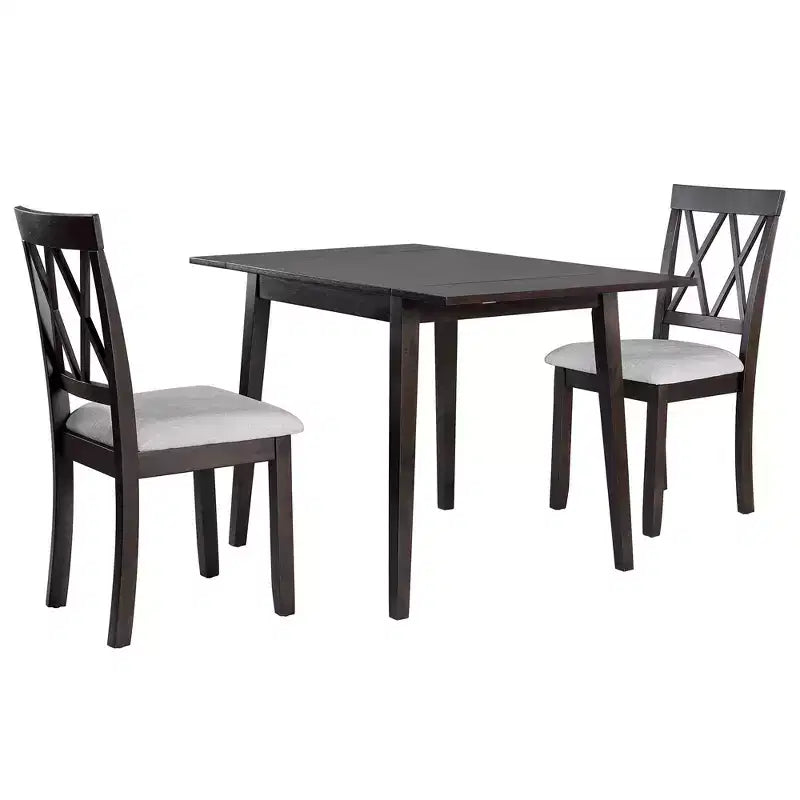 Set da pranzo con tavolo a ribalta nei colori Marrone/Espresso/Naturale e sedie imbottite, posti 2-4 (3 pezzi)
