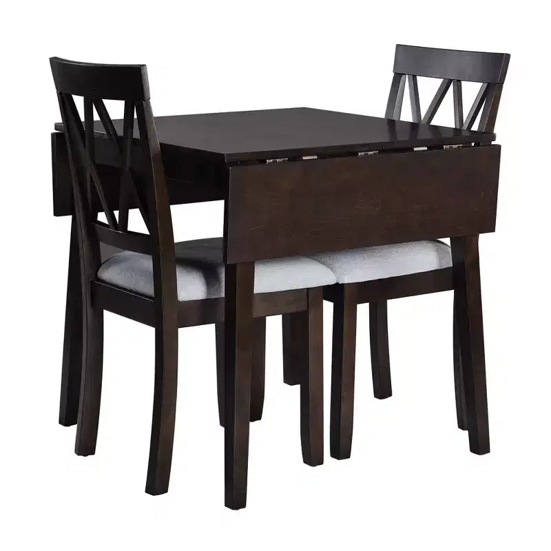 Set da pranzo con tavolo a ribalta nei colori Marrone/Espresso/Naturale e sedie imbottite, posti 2-4 (3 pezzi)