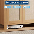 Mobile Credenza in Rattan Rovere Scuro/Rovere Chiaro con Cassetto e Ripiano Regolabile – 2 Ante, Montaggio 1 Persona