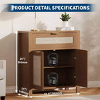 Mobile Credenza in Rattan Rovere Scuro/Rovere Chiaro con Cassetto e Ripiano Regolabile – 2 Ante, Montaggio 1 Persona