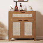 Rattan Sideboard Buffet Cabinet, Coffee Bar Cabinet with Drawer & Adjustable Shelves, TV Stand Console Table, Kitchen Pantry Cabinet