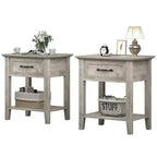 Comodino Grigio/Bianco a 1 cassetto con ripiano aperto, singolo