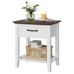 Comodino Grigio/Bianco a 1 cassetto con ripiano aperto, singolo