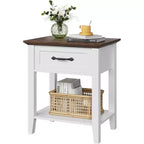 Comodino Grigio/Bianco a 1 cassetto con ripiano aperto, singolo