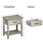 Comodino Grigio/Bianco a 1 cassetto con ripiano aperto, singolo
