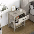 Comodino Grigio/Bianco a 1 cassetto con ripiano aperto, singolo