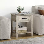 Comodino Grigio/Bianco a 1 cassetto con ripiano aperto, singolo