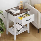 Comodino Grigio/Bianco a 1 cassetto con ripiano aperto, singolo