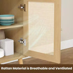 Madia/credenza in rattan naturale con 3 ante in vimini, ripiani regolabili – Montaggio in 1 persona