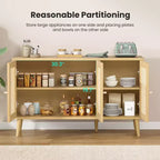 Madia/credenza in rattan naturale con 3 ante in vimini, ripiani regolabili – Montaggio in 1 persona