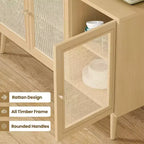Madia/credenza in rattan naturale con 3 ante in vimini, ripiani regolabili – Montaggio in 1 persona