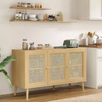 Madia/credenza in rattan naturale con 3 ante in vimini, ripiani regolabili – Montaggio in 1 persona
