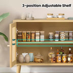 Madia/credenza in rattan naturale con 3 ante in vimini, ripiani regolabili – Montaggio in 1 persona