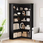 CuisinSmart Farmhouse Corner Book Shelf, with 5-Tire Shelf, Tall Standing Bookshelves, L Shaped Large Display Racks Book Shelf