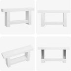 Consolle a doppio strato con contenitore, grigio / bianco antico / motivo fiamma / colore legno, 119 cm e 160 cm, per 1