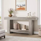 Consolle a doppio strato con contenitore, grigio / bianco antico / motivo fiamma / colore legno, 119 cm e 160 cm, per 1