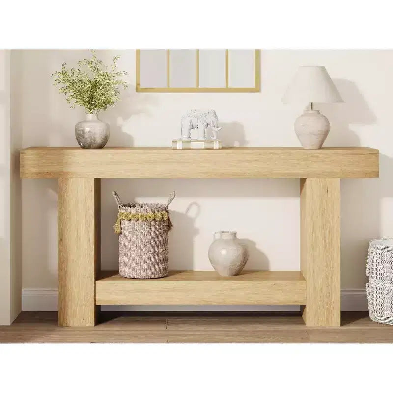 Consolle a doppio strato con contenitore, grigio / bianco antico / motivo fiamma / colore legno, 119 cm e 160 cm, per 1