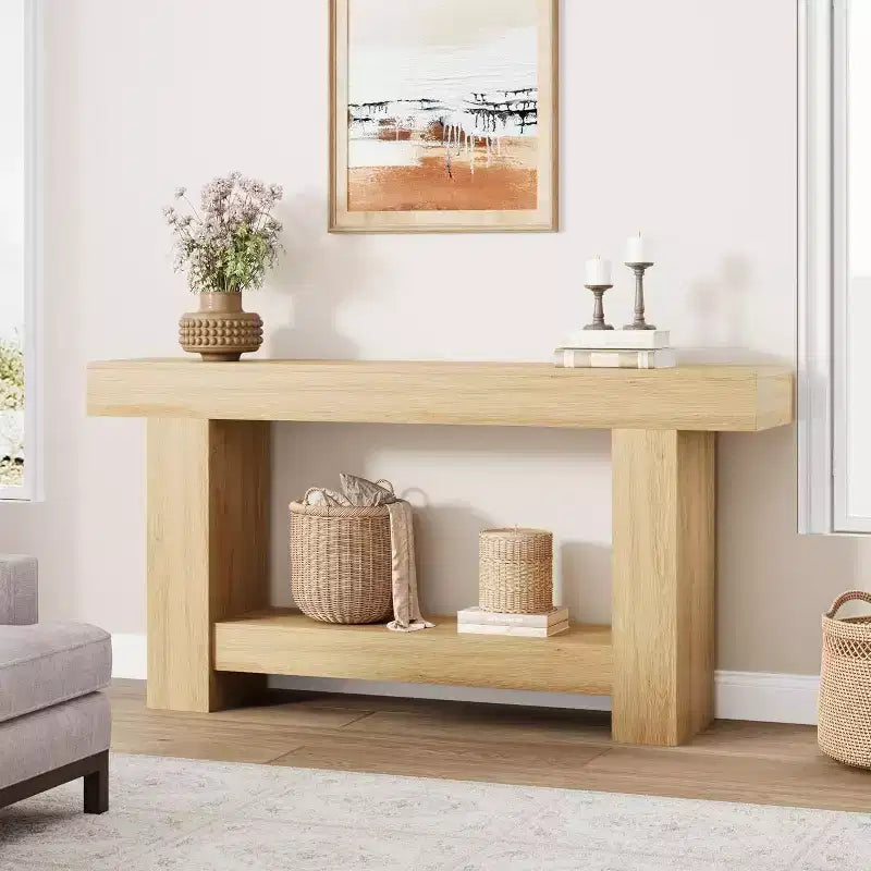 Consolle a doppio strato con contenitore, grigio / bianco antico / motivo fiamma / colore legno, 119 cm e 160 cm, per 1