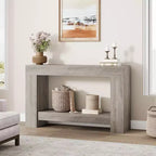 Consolle a doppio strato con contenitore, grigio / bianco antico / motivo fiamma / colore legno, 119 cm e 160 cm, per 1