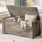 Bianco / Grigio sbiancato / Vintage / Motivo a doppia X – Panchina Contenitore Stile Rustico con Coperchio, Posto per 1 Persona