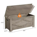 Bianco / Grigio sbiancato / Vintage / Motivo a doppia X – Panchina Contenitore Stile Rustico con Coperchio, Posto per 1 Persona