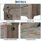 Bianco / Grigio sbiancato / Vintage / Motivo a doppia X – Panchina Contenitore Stile Rustico con Coperchio, Posto per 1 Persona