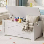 Bianco / Grigio sbiancato / Vintage / Motivo a doppia X – Panchina Contenitore Stile Rustico con Coperchio, Posto per 1 Persona