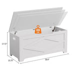 Bianco / Grigio sbiancato / Vintage / Motivo a doppia X – Panchina Contenitore Stile Rustico con Coperchio, Posto per 1 Persona